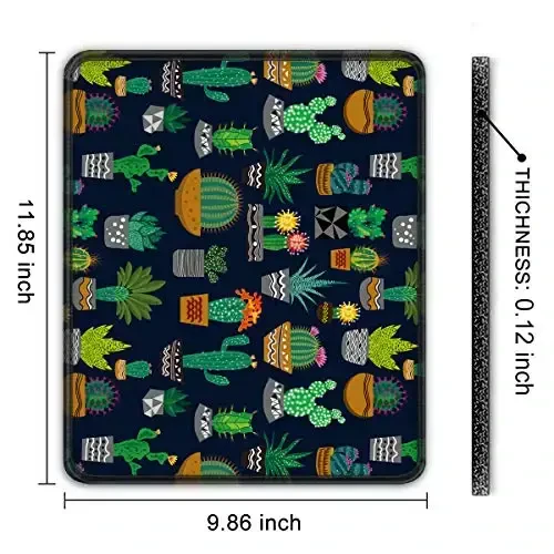 Auhoahsil Mouse Pad, 12 x 10 in Cactus Theme Computer Mouse Pad for Desk, Premium-Textured Non-Slip Rubber Stitched Edges Waterproof Square Mouse Mat for Gaming Work Wireless Mice, Black - 7