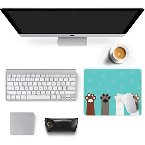 Auhoahsil Mouse Pad, 12 x 10 in Cute Cat Paws Theme Computer Mouse Pad for Desk, Premium-Textured Non-Slip Rubber Stitched Edges Waterproof Square Mouse Mat for Gaming Work Wireless Mice, Green - 3