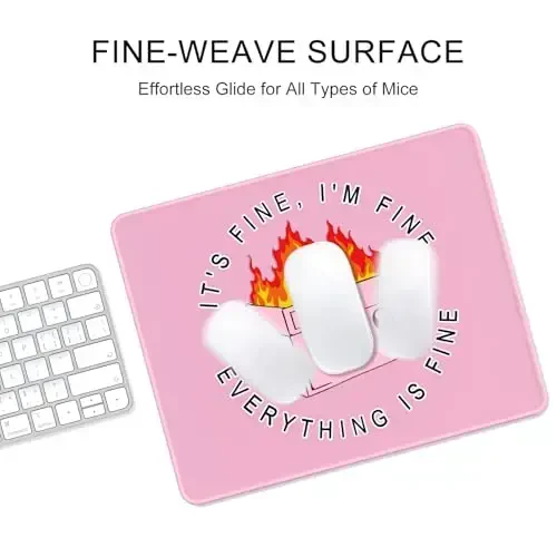 Auhoahsil Mouse Pad, 12 x 10 in Dumpster on Fire Computer Mouse Pad for Desk, Premium-Textured Non-Slip Rubber Stitched Edges Waterproof Square Mouse Mat for Gaming Work Wireless Mice, It's Fine - 4