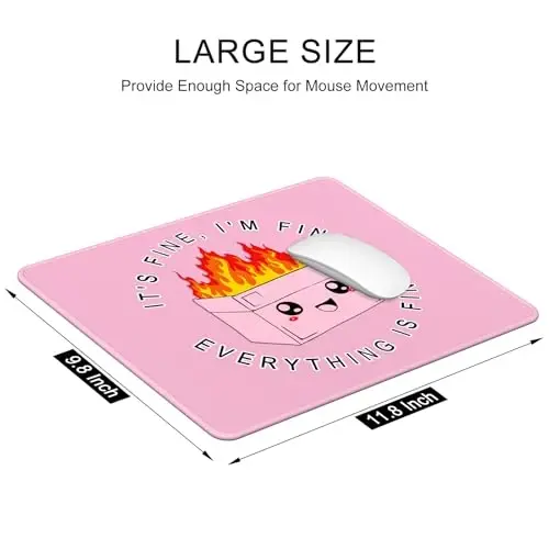 Auhoahsil Mouse Pad, 12 x 10 in Dumpster on Fire Computer Mouse Pad for Desk, Premium-Textured Non-Slip Rubber Stitched Edges Waterproof Square Mouse Mat for Gaming Work Wireless Mice, It's Fine - 3