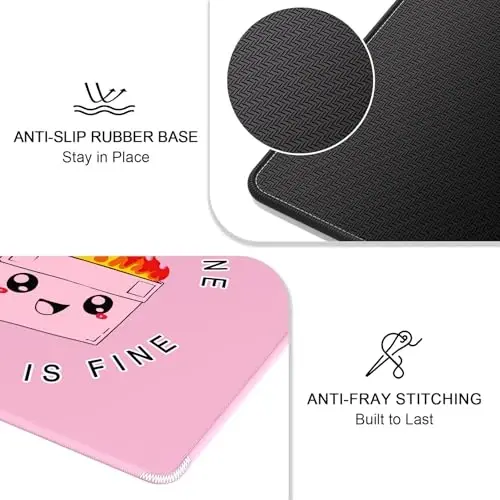 Auhoahsil Mouse Pad, 12 x 10 in Dumpster on Fire Computer Mouse Pad for Desk, Premium-Textured Non-Slip Rubber Stitched Edges Waterproof Square Mouse Mat for Gaming Work Wireless Mice, It's Fine - 5