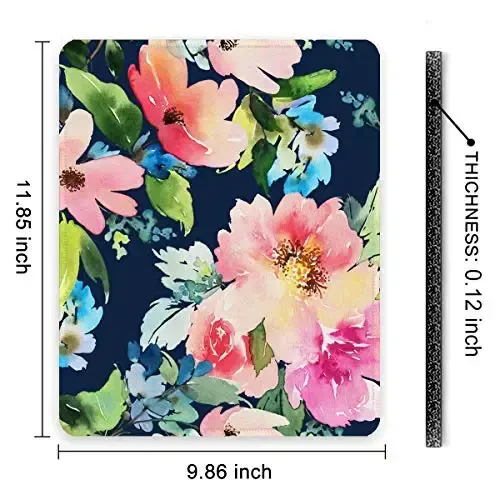 Auhoahsil Mouse Pad, 12 x 10 in Flowers Theme Computer Mouse Pad for Desk, Premium-Textured Non-Slip Rubber Stitched Edges Waterproof Square Mouse Mat for Gaming Work Wireless Mice, Black - 7