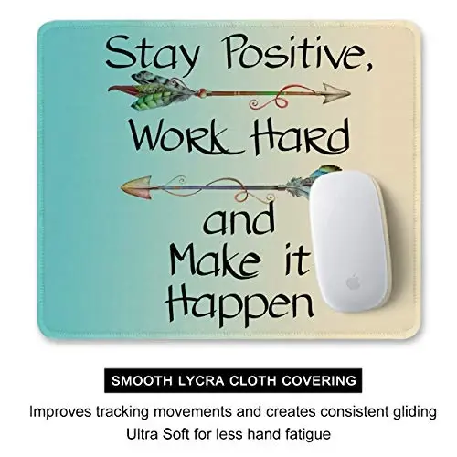 Auhoahsil Mouse Pad, 12 x 10 in Thick Rubber Premium-Textured Non-Slip Stitched Edges Waterproof Square Mouse Mat with Cute Pattern for Gaming Work Computer Office, Larger, Inspirational Quotes - 4