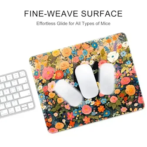 Auhoahsil Mouse Pad, 12 x 10 in Marble Theme Computer Mouse Pad for Desk, Premium-Textured Non-Slip Rubber Stitched Edges Waterproof Square Mouse Mat for Gaming Work Wireless Mice, Blue - 4