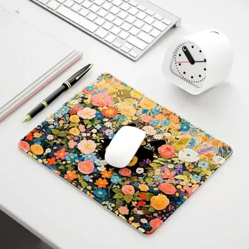 Auhoahsil Mouse Pad, 12 x 10 in Marble Theme Computer Mouse Pad for Desk, Premium-Textured Non-Slip Rubber Stitched Edges Waterproof Square Mouse Mat for Gaming Work Wireless Mice, Blue - 7