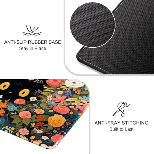 Auhoahsil Mouse Pad, 12 x 10 in Marble Theme Computer Mouse Pad for Desk, Premium-Textured Non-Slip Rubber Stitched Edges Waterproof Square Mouse Mat for Gaming Work Wireless Mice, Blue - 5