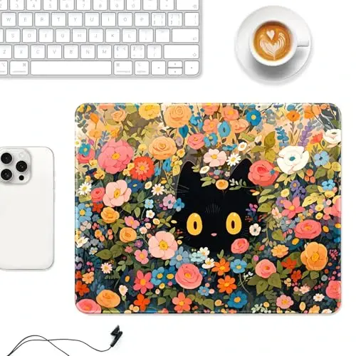 Auhoahsil Mouse Pad, 12 x 10 in Marble Theme Computer Mouse Pad for Desk, Premium-Textured Non-Slip Rubber Stitched Edges Waterproof Square Mouse Mat for Gaming Work Wireless Mice, Blue - 2