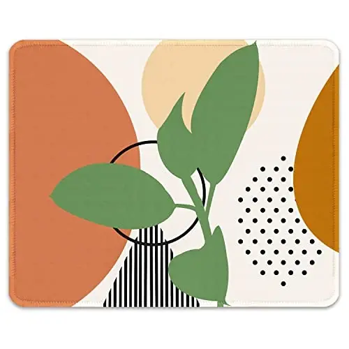Auhoahsil Mouse Pad, 12 x 10 in Modern Abstract Art Computer Mouse Pad for Desk, Premium-Textured Non-Slip Rubber Stitched Edges Waterproof Square Mouse Mat for Gaming Work Wireless Mice, Orange - 1