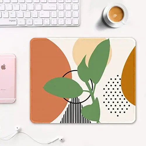 Auhoahsil Mouse Pad, 12 x 10 in Modern Abstract Art Computer Mouse Pad for Desk, Premium-Textured Non-Slip Rubber Stitched Edges Waterproof Square Mouse Mat for Gaming Work Wireless Mice, Orange - 2