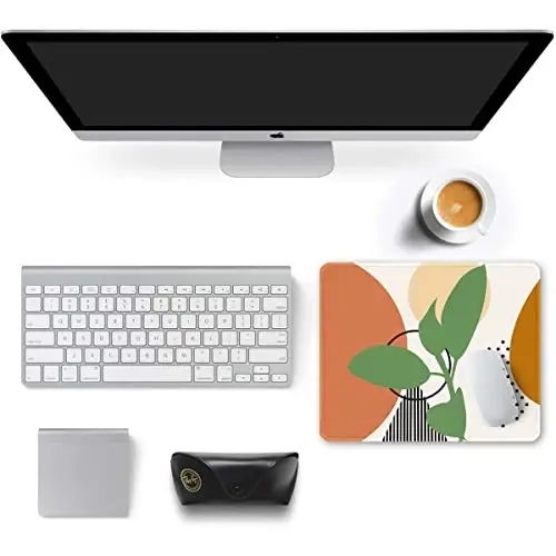 Auhoahsil Mouse Pad, 12 x 10 in Modern Abstract Art Computer Mouse Pad for Desk, Premium-Textured Non-Slip Rubber Stitched Edges Waterproof Square Mouse Mat for Gaming Work Wireless Mice, Orange - 3