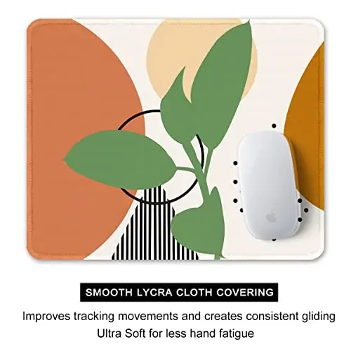 Auhoahsil Mouse Pad, 12 x 10 in Modern Abstract Art Computer Mouse Pad for Desk, Premium-Textured Non-Slip Rubber Stitched Edges Waterproof Square Mouse Mat for Gaming Work Wireless Mice, Orange - 4