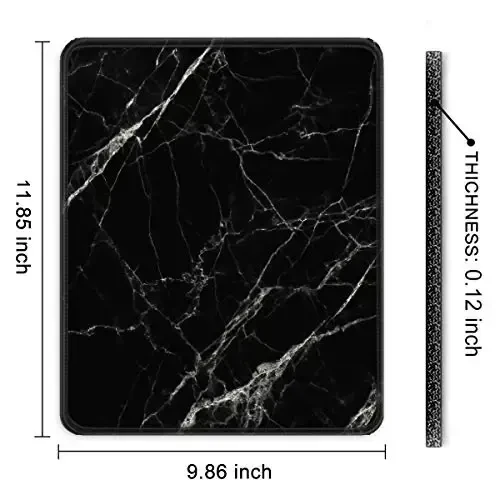 Auhoahsil Mouse Pad, 12 x 10 in Nature Marble Theme Computer Mouse Pad for Desk, Premium-Textured Non-Slip Rubber Stitched Edges Waterproof Square Mouse Mat for Gaming Work Wireless Mice, Black - 7