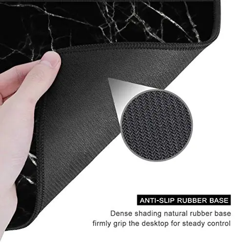 Auhoahsil Mouse Pad, 12 x 10 in Nature Marble Theme Computer Mouse Pad for Desk, Premium-Textured Non-Slip Rubber Stitched Edges Waterproof Square Mouse Mat for Gaming Work Wireless Mice, Black - 5
