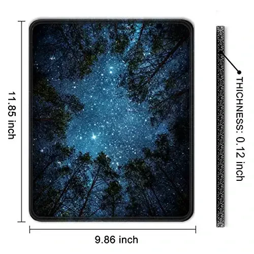 Auhoahsil Mouse Pad, 12 x 10 in Nature Theme Computer Mouse Pad for Desk, Premium-Textured Non-Slip Rubber Stitched Edges Waterproof Square Mouse Mat for Gaming Work Wireless Mice, Night Sky - 7