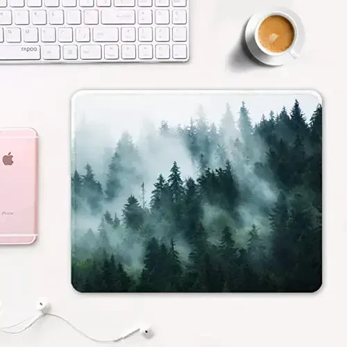 Auhoahsil Mouse Pad, 12 x 10 in Nature Theme Forest Computer Mouse Pad for Desk, Premium-Textured Non-Slip Rubber Stitched Edges Waterproof Square Mouse Mat for Gaming Work Wireless Mice - AUHOAHSIL (1)