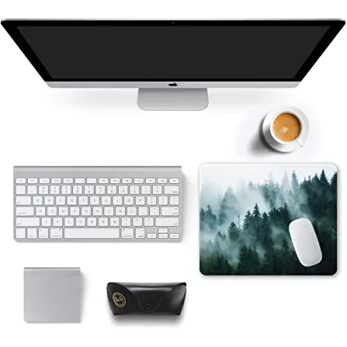 Auhoahsil Mouse Pad, 12 x 10 in Nature Theme Forest Computer Mouse Pad for Desk, Premium-Textured Non-Slip Rubber Stitched Edges Waterproof Square Mouse Mat for Gaming Work Wireless Mice - 3