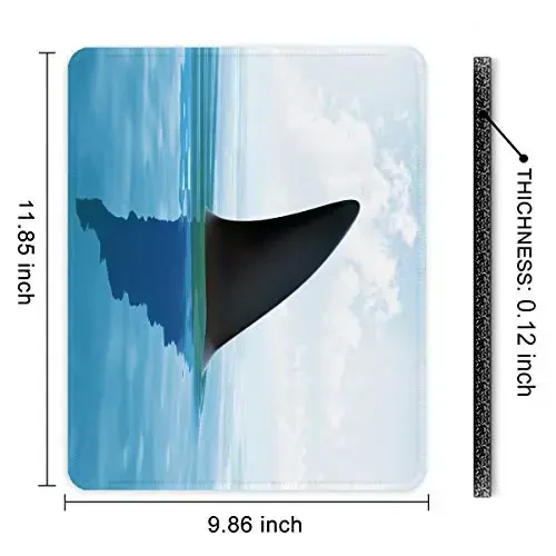 Auhoahsil Mouse Pad, 12 x 10 in Oceans Theme Computer Mouse Pad for Desk, Premium-Textured Non-Slip Rubber Stitched Edges Waterproof Square Mouse Mat for Gaming Work Wireless Mice, Shark - 7