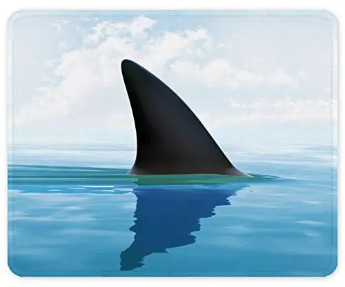 Auhoahsil Mouse Pad, 12 x 10 in Oceans Theme Computer Mouse Pad for Desk, Premium-Textured Non-Slip Rubber Stitched Edges Waterproof Square Mouse Mat for Gaming Work Wireless Mice, Shark 