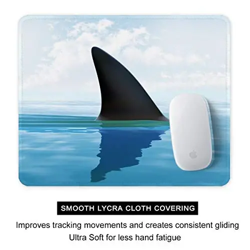 Auhoahsil Mouse Pad, 12 x 10 in Oceans Theme Computer Mouse Pad for Desk, Premium-Textured Non-Slip Rubber Stitched Edges Waterproof Square Mouse Mat for Gaming Work Wireless Mice, Shark - 4