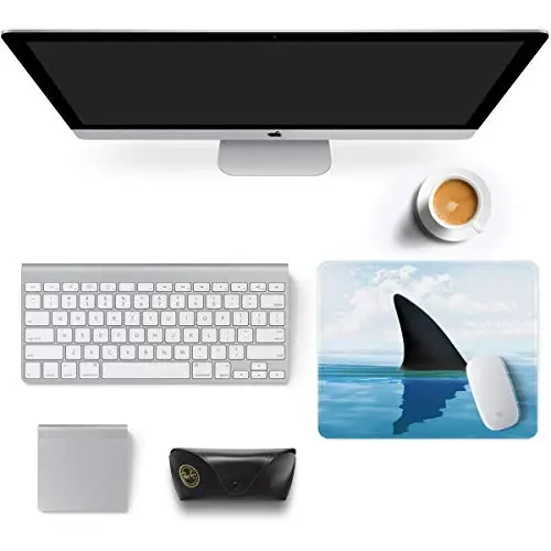 Auhoahsil Mouse Pad, 12 x 10 in Okean Mavzusi Kompyuter Sichqonchasi Padi Stol uchun, Premium-Teksturali Sirpanmaydigan Rezina Tikilgan Qirralari Suv o'tkazmaydigan Kvadrat Sichqoncha Mat o'yin ishlari uchun simsiz sichqonlar, Akula - 3