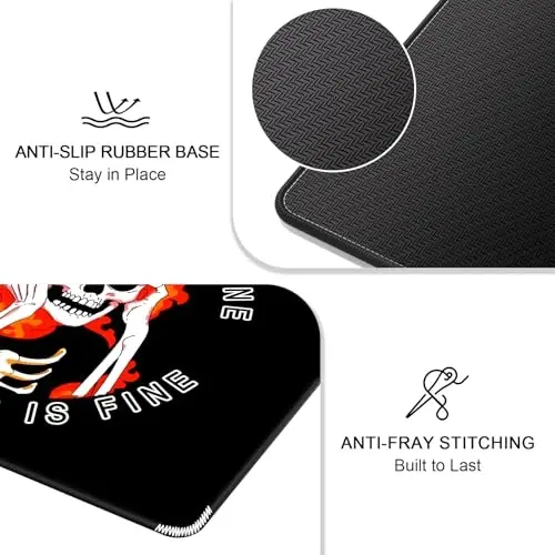 Auhoahsil Mouse Pad, 12 x 10 in Cute Skull Theme Computer Mouse Pad for Desk, Premium-Textured Non-Slip Rubber Stitched Edges Waterproof Square Mouse Mat for Gaming Work Wireless Mice, I am fine - 5