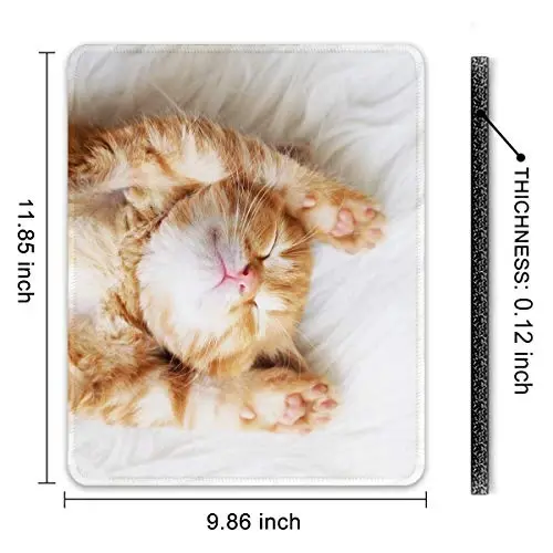 Auhoahsil Mouse Pad, 12 x 10 in Cute Cat Theme Computer Mouse Pad for Desk, Premium-Textured Non-Slip Rubber Stitched Edges Waterproof Square Mouse Mat for Gaming Work Wireless Mice, White - 7