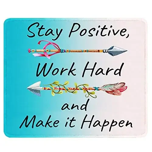 Auhoahsil Mouse Pad, 12 x 10 in Thick Rubber Premium-Textured Non-Slip Stitched Edges Waterproof Square Mouse Mat with Cute Pattern for Gaming Work Computer Office, Larger, Inspirational Quotes 