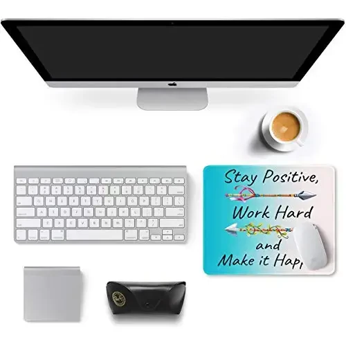 Auhoahsil Mouse Pad, 12 x 10 in Thick Rubber Premium-Textured Non-Slip Stitched Edges Waterproof Square Mouse Mat with Cute Pattern for Gaming Work Computer Office, Larger, Inspirational Quotes - 3