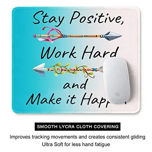 Auhoahsil Mouse Pad, 12 x 10 in Thick Rubber Premium-Textured Non-Slip Stitched Edges Waterproof Square Mouse Mat with Cute Pattern for Gaming Work Computer Office, Larger, Inspirational Quotes - 4