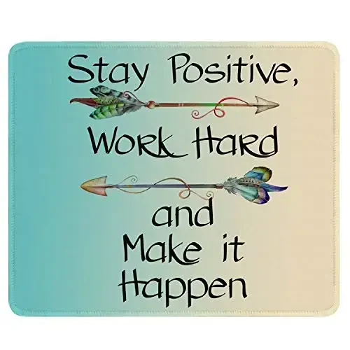 Auhoahsil Mouse Pad, 12 x 10 in Thick Rubber Premium-Textured Non-Slip Stitched Edges Waterproof Square Mouse Mat with Cute Pattern for Gaming Work Computer Office, Larger, Inspirational Quotes - AUHOAHSIL