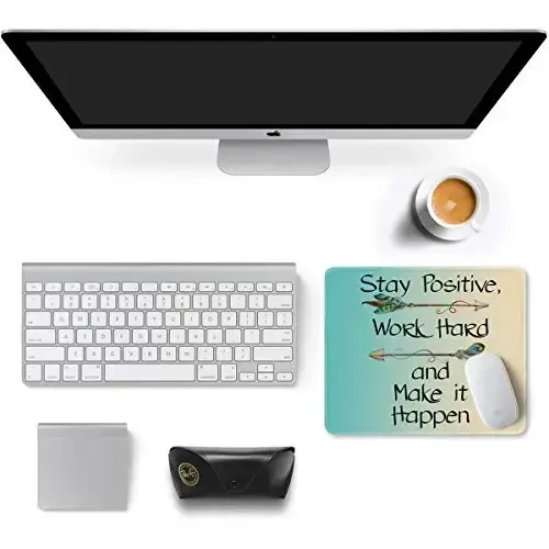Auhoahsil Mouse Pad, 12 x 10 in Thick Rubber Premium-Textured Non-Slip Stitched Edges Waterproof Square Mouse Mat with Cute Pattern for Gaming Work Computer Office, Larger, Inspirational Quotes - 3