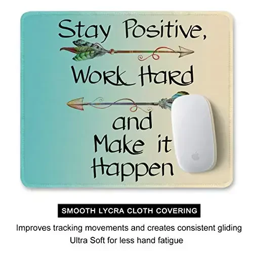 Auhoahsil Mouse Pad, 12 x 10 in Thick Rubber Premium-Textured Non-Slip Stitched Edges Waterproof Square Mouse Mat with Cute Pattern for Gaming Work Computer Office, Larger, Inspirational Quotes - 4