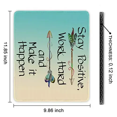Auhoahsil Mouse Pad, 12 x 10 in Thick Rubber Premium-Textured Non-Slip Stitched Edges Waterproof Square Mouse Mat with Cute Pattern for Gaming Work Computer Office, Larger, Inspirational Quotes - 7