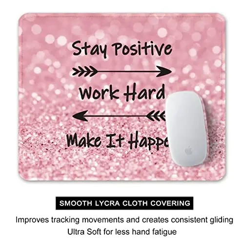 Auhoahsil Mouse Pad, 12 x 10 in Thick Rubber Premium-Textured Non-Slip Stitched Edges Waterproof Square Mouse Mat with Cute Pattern for Gaming Work Computer Office, Larger, Work Hard - 4