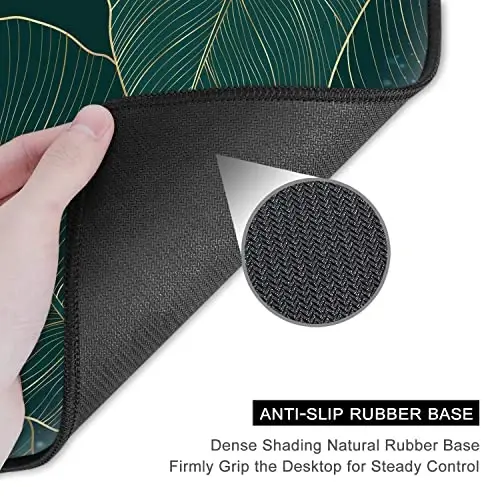 Auhoahsil Mouse Pad, 12 x 10 in Tropics Theme Computer Mouse Pad for Desk, Premium-Textured Non-Slip Rubber Stitched Edges Waterproof Square Mouse Mat for Gaming Work Wireless Mice, Green Leaves - 5