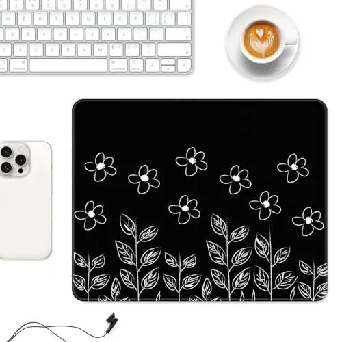 Auhoahsil Mouse Pad, 12 x 10 in Tropics Theme Computer Mouse Pad for Desk, Premium-Textured Non-Slip Rubber Stitched Edges Waterproof Square Mouse Mat for Gaming Work Wireless Mice, Green Leaves - 2
