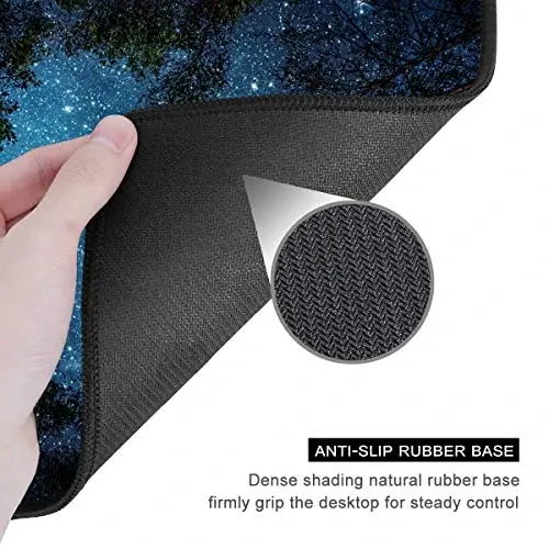 Auhoahsil Mouse Pad, 12 x 10 in Nature Theme Computer Mouse Pad for Desk, Premium-Textured Non-Slip Rubber Stitched Edges Waterproof Square Mouse Mat for Gaming Work Wireless Mice, Night Sky - 5