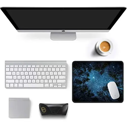 Auhoahsil Mouse Pad, 12 x 10 in Nature Theme Computer Mouse Pad for Desk, Premium-Textured Non-Slip Rubber Stitched Edges Waterproof Square Mouse Mat for Gaming Work Wireless Mice, Night Sky - 3