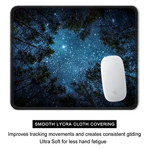 Auhoahsil Mouse Pad, 12 x 10 in Nature Theme Computer Mouse Pad for Desk, Premium-Textured Non-Slip Rubber Stitched Edges Waterproof Square Mouse Mat for Gaming Work Wireless Mice, Night Sky - 4