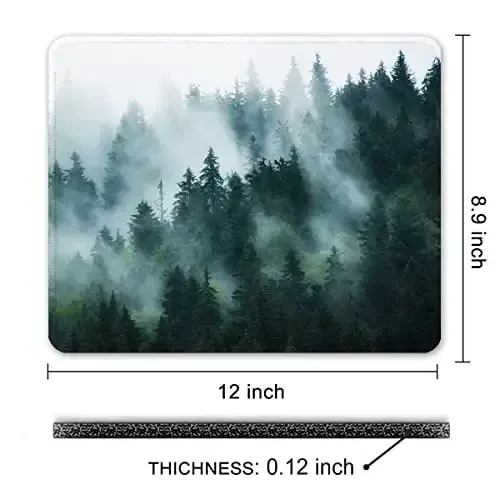Auhoahsil Mouse Pad, 12 x 10 in Nature Theme Forest Computer Mouse Pad for Desk, Premium-Textured Non-Slip Rubber Stitched Edges Waterproof Square Mouse Mat for Gaming Work Wireless Mice - 7