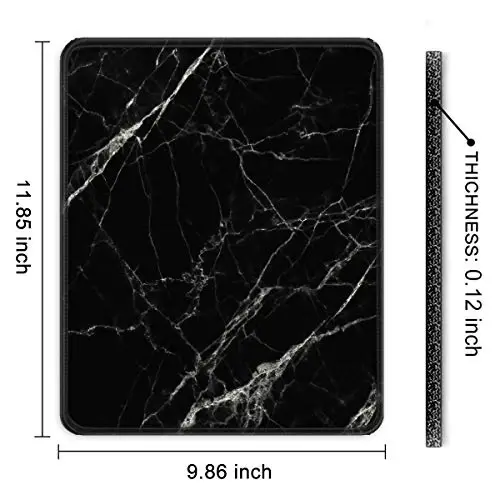 Auhoahsil Mouse Pad, 12 x 10 in Nature Marble Theme Computer Mouse Pad for Desk, Premium-Textured Non-Slip Rubber Stitched Edges Waterproof Square Mouse Mat for Gaming Work Wireless Mice, Black - 7