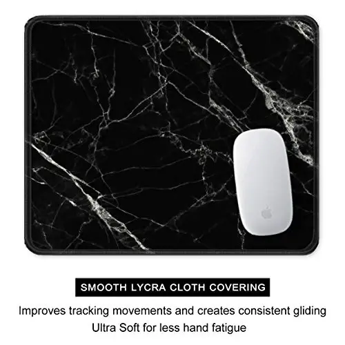Auhoahsil Mouse Pad, 12 x 10 in Nature Marble Theme Computer Mouse Pad for Desk, Premium-Textured Non-Slip Rubber Stitched Edges Waterproof Square Mouse Mat for Gaming Work Wireless Mice, Black - 4