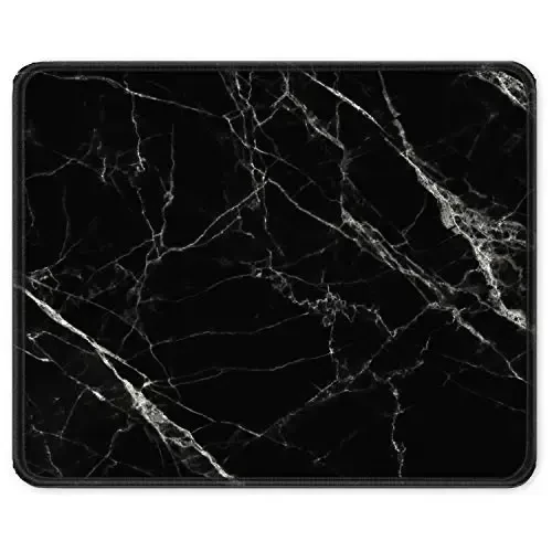 Auhoahsil Mouse Pad, 12 x 10 in Nature Marble Theme Computer Mouse Pad for Desk, Premium-Textured Non-Slip Rubber Stitched Edges Waterproof Square Mouse Mat for Gaming Work Wireless Mice, Black - AUHOAHSIL