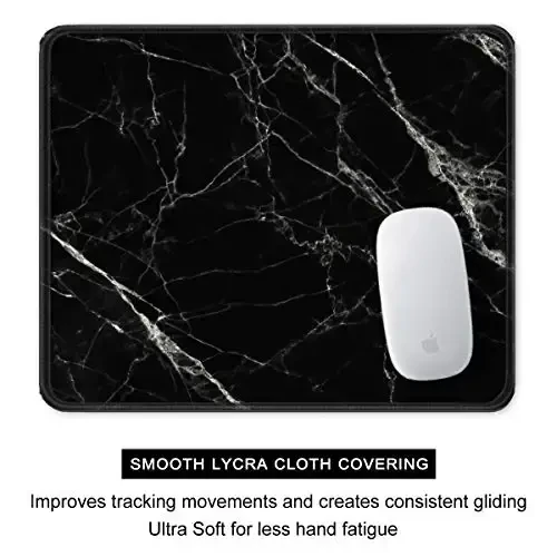 Auhoahsil Mouse Pad, 12 x 10 in Nature Marble Theme Computer Mouse Pad for Desk, Premium-Textured Non-Slip Rubber Stitched Edges Waterproof Square Mouse Mat for Gaming Work Wireless Mice, Black - 4