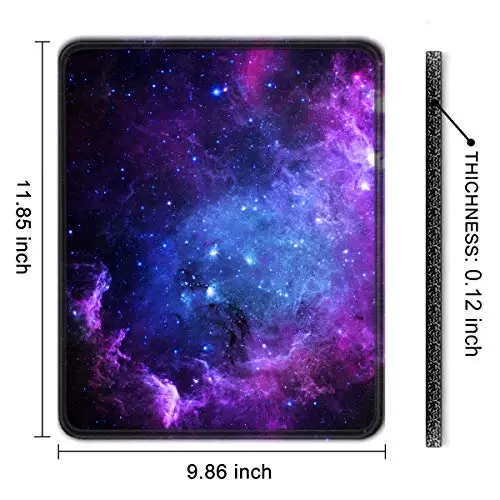 Auhoahsil Mouse Pad, 12 x 10 in Galaxy Theme Computer Mouse Pad for Desk, Premium-Textured Non-Slip Rubber Stitched Edges Waterproof Square Mouse Mat for Gaming Work Wireless Mice, Purple - 7