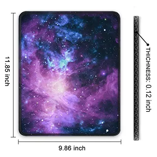 Auhoahsil Mouse Pad, 12 x 10 in Galaxy Theme Computer Mouse Pad for Desk, Premium-Textured Non-Slip Rubber Stitched Edges Waterproof Square Mouse Mat for Gaming Work Wireless Mice, Purple - 7