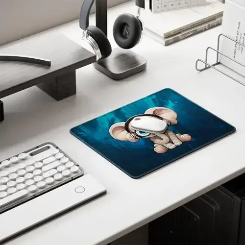 Auhoahsil Mouse Pad, 12 x 10 in Animals Theme Computer Mouse Pad for Desk, Premium-Textured Non-Slip Rubber Stitched Edges Waterproof Square Mouse Mat for Gaming Work Wireless Mice, Elephant - 6