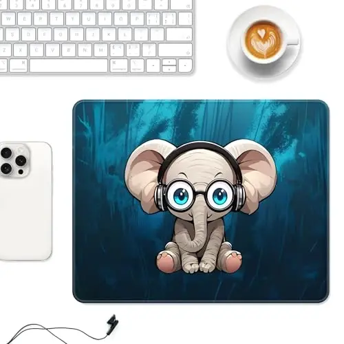 Auhoahsil Mouse Pad, 12 x 10 in Animals Theme Computer Mouse Pad for Desk, Premium-Textured Non-Slip Rubber Stitched Edges Waterproof Square Mouse Mat for Gaming Work Wireless Mice, Elephant - 2