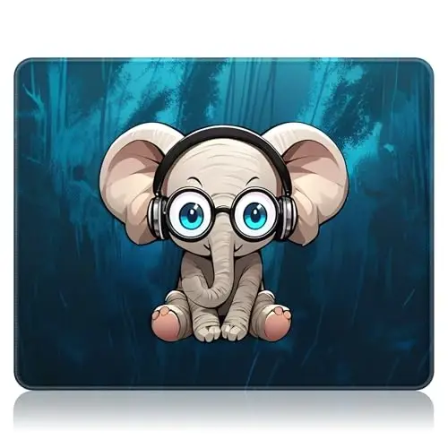 Auhoahsil Mouse Pad, 12 x 10 in Animals Theme Computer Mouse Pad for Desk, Premium-Textured Non-Slip Rubber Stitched Edges Waterproof Square Mouse Mat for Gaming Work Wireless Mice, Elephant 