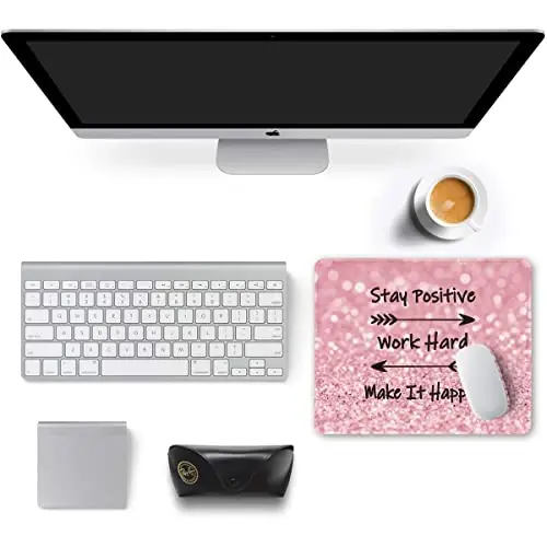 Auhoahsil Mouse Pad, 12 x 10 in Thick Rubber Premium-Textured Non-Slip Stitched Edges Waterproof Square Mouse Mat with Cute Pattern for Gaming Work Computer Office, Larger, Work Hard - 3